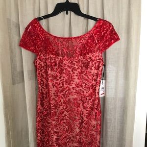 Calvin Klein Red Sequined Cocktail Dress